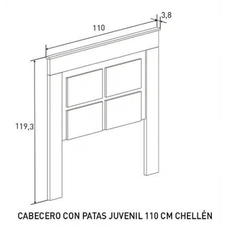 CABECERO CON PATAS 110 CM. CHELLEN ACABADO CAMBRIA-BLANCO O
