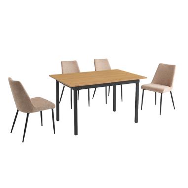 Conjunto mesa extensible Camden y sillas Morgan