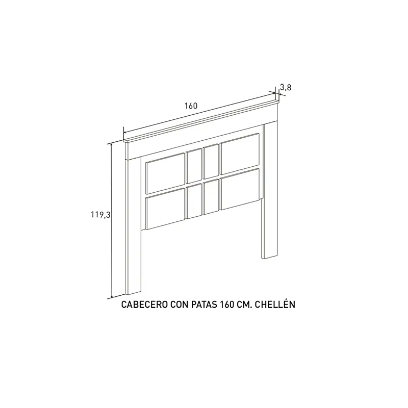 CABECERO CON PATAS 160 CM. CHELLEN ACABADO CAMBRIA-BLANCO O