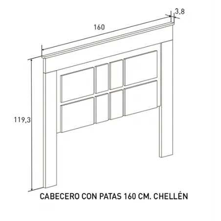 CABECERO CON PATAS 160 CM. CHELLEN ACABADO CAMBRIA-BLANCO O