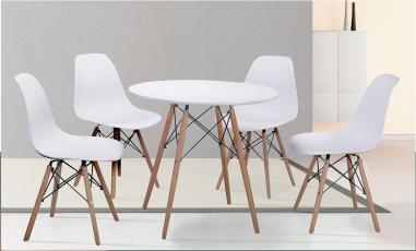 Conjunto mesa redonda Dinamarca y 4 sillas | Relax Muebles