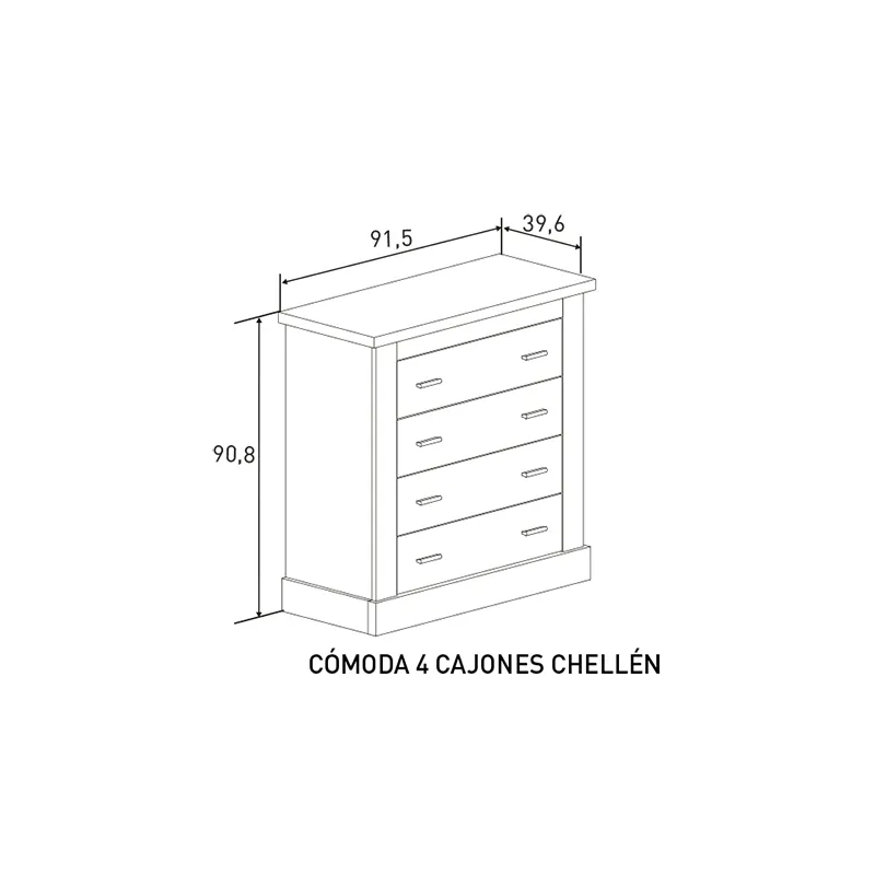 COMODA 4C CHELLEN ACABADO CAMBRIA-BLANCO O CAÑON