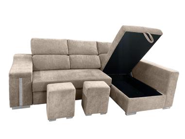 Chaiselongue cama Carla con arcón y 2 taburetes