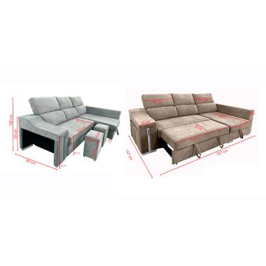 Chaiselongue cama Carla con arcón y 2 taburetes
