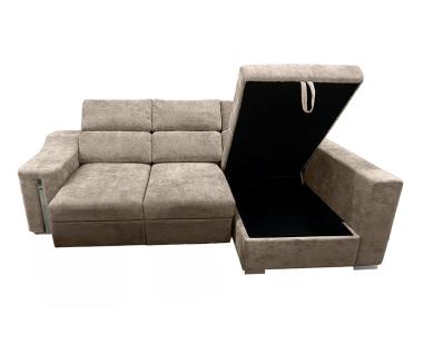 Chaiselongue cama XL Menua con arcón y 2 taburetes