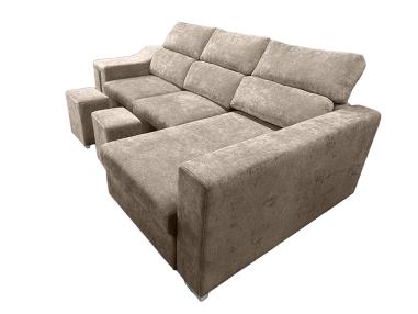 Chaiselongue cama XL Menua con arcón y 2 taburetes