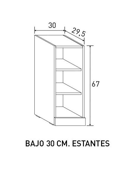 Bajo 30 cm con estantes Lara | Relax Muebles