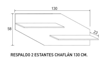 Respaldo 2 estantes chaflán Lara 130 cm | Relax Muebles