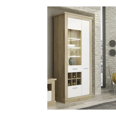 VITRINA ALTA LEDS  CHELLEN ACABADO CAMBRIA-BLANCO O CAÑON