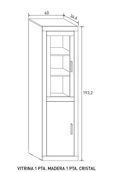 Vitrina una puerta 60 cm. modelo Lara