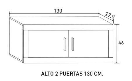 Alto 2 puertas Lara 130 cm | Relax Muebles