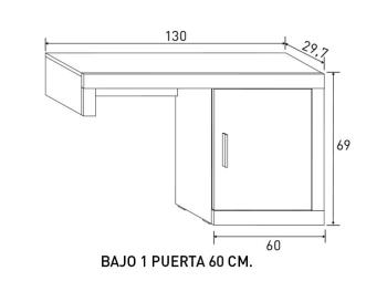Bajo 1 puerta Lara 60 cm | Relax Muebles 2