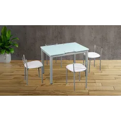 MESA COCINA MOD.70 CON 4 TABURETES BLANCO