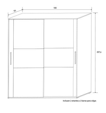 Armario 2 puertas correderas Lucena 180 cm | Relax Muebles 2