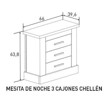 Mesita de noche 3 cajones Chellén | Relax Muebles