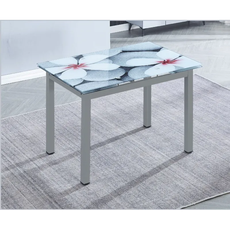 MESA COCINA EXTENSIBLETAPA IMPRESA FLORES GRIS
