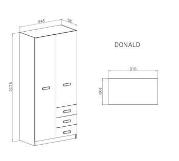 Estante opcional para armario 2 puertas 3 cajones Donald 2