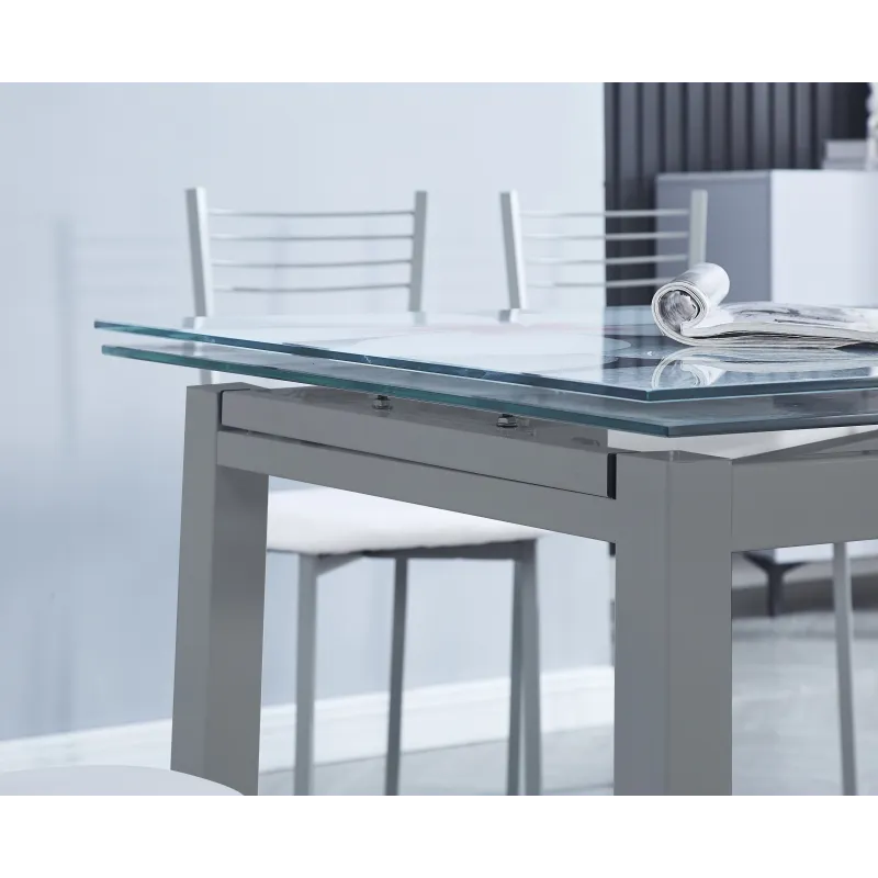 MESA COCINA EXTENSIBLETAPA IMPRESA FLORES GRIS
