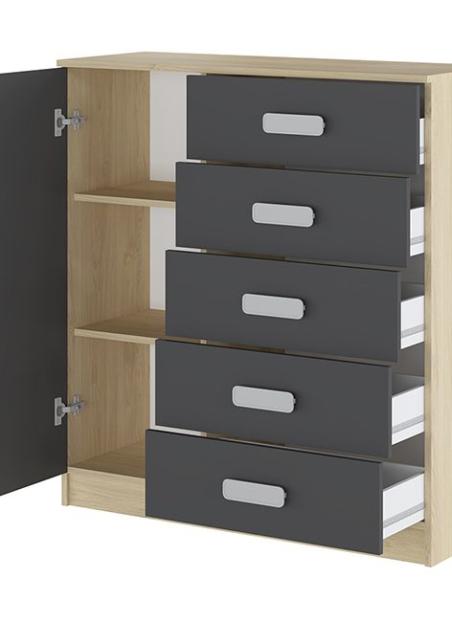Comodín 1 puerta 5 cajones Donald | Relax Muebles