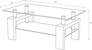 Mesa centro tapa cristal sama | Relax Muebles