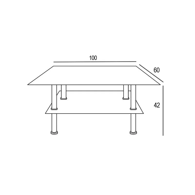 MESA CENTRO FIJA TAPA CRISTAL ELBA NEGRO