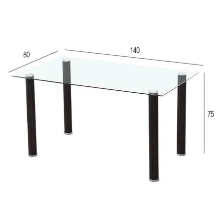 MESA COMEDOR FIJA CRISTAL TRANSPARENTE YURI NEGRO