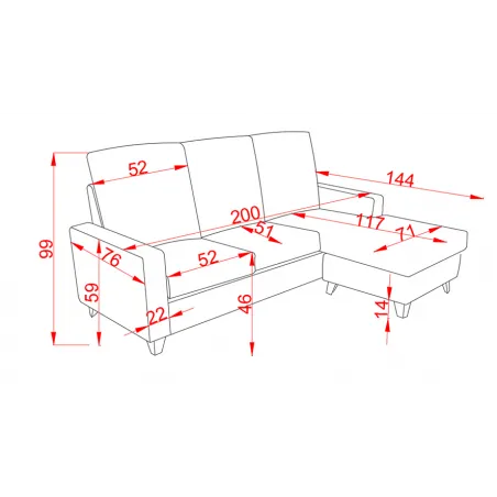 SHAISELONGUE PATAS REVERSIBLE TAP. CEMENTO O PIEDRA MOD DUQU