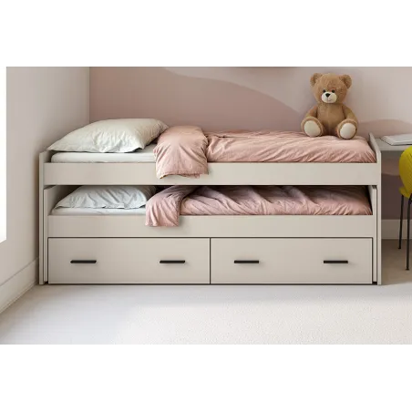 CAMA COMPACTA CAJONES MOD. AURA BEIGE O MAUVELLA O BLANCO