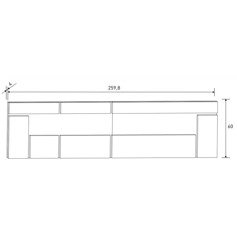 CABECERO CON LEDS 260 CM. RAMBLA 2 CEN-NE          CENIZA-NE