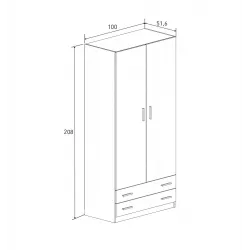 ARMARIO 2P. 2C MOD. RAPID MAUVEL                   ROBLE MAU 2