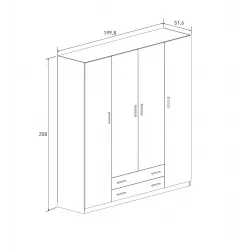 ARMARIO 4P. 2C MOD. RAPID MAUVEL                   ROBLE MAU 2