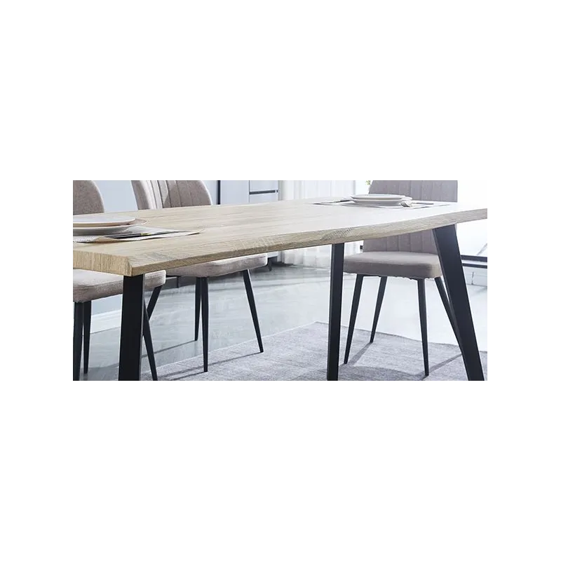 MESA COMEDOR FIJA TAPA MADERA PATAS  NEGRAS REGATTA CAMBRIA