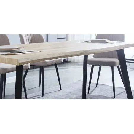 MESA COMEDOR FIJA TAPA MADERA PATAS  NEGRAS REGATTA CAMBRIA