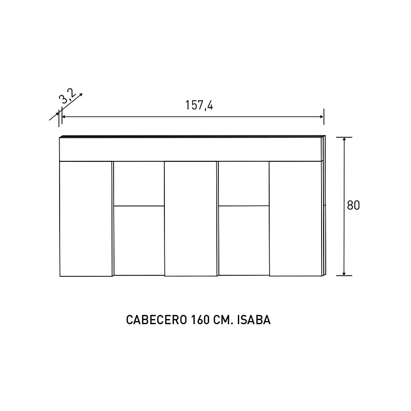 CABECERO 160 CM. ISABA RONCAL ACABADO ANDERSEN PINO-ROBLE O