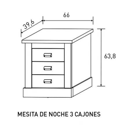 MESITA DE NOCHE 3 CAJONES RONCAL ACABADO PINO-ROBLE O TRUFA-