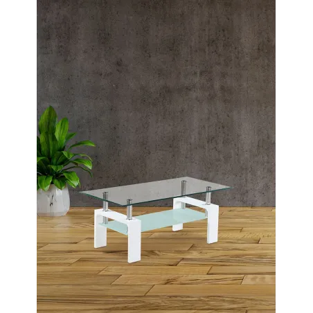 MESA CENTRO TAPA CRISTAL SAMA BLANCO               BLANCO