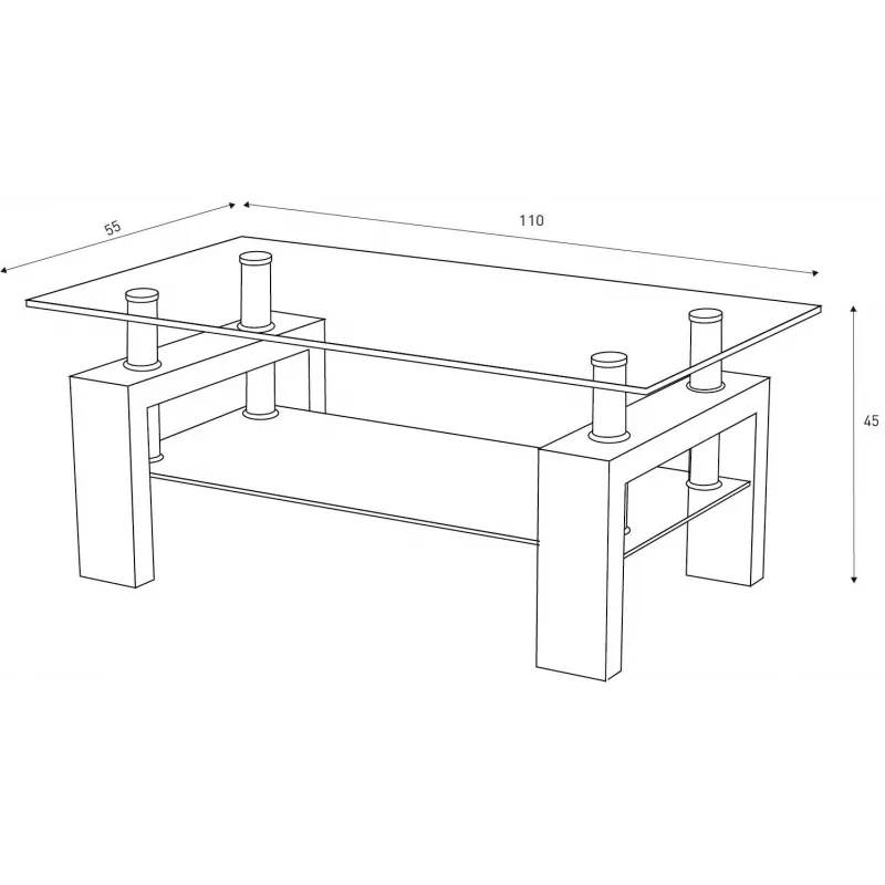 MESA CENTRO TAPA CRISTAL SAMA BLANCO               BLANCO