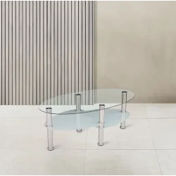 MESA CENTRO FIJA T/CRISTAL SENNA ACERO             ACERO