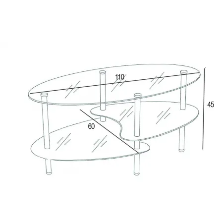 MESA CENTRO FIJA T/CRISTAL SENNA ACERO             ACERO