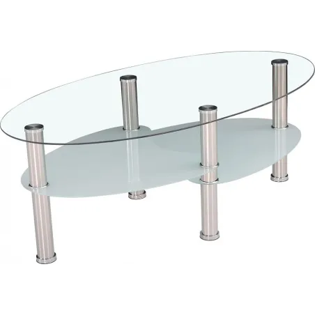 MESA CENTRO FIJA T/CRISTAL SENNA ACERO             ACERO