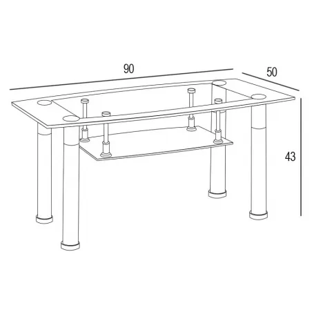 MESA CENTRO FIJA T/CRISTAL LOIRA NEGRO             NEGRO