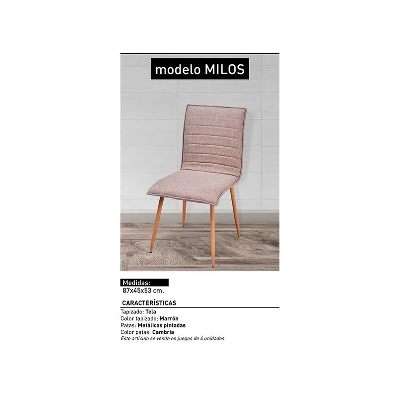 JUEGO DE 4 SILLAS TAP. TELA KD MILOS CAMBRIA