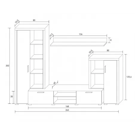COMPOSICION UNICA 263CM. NOBEL CAMBRIA-BLANCO