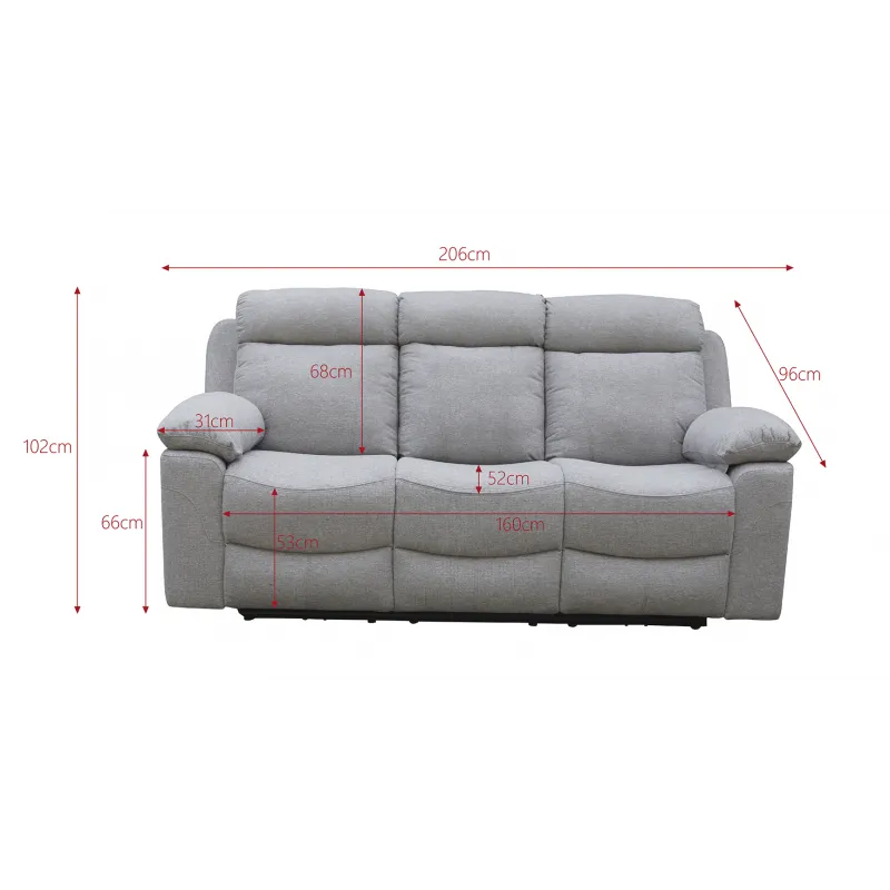 SOFA 3P 3 ASI. RELAX ELÉCTRICO MOD OLIMPO GRIS