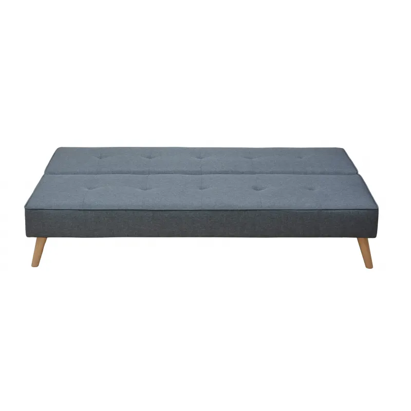 SOFA CAMA CLIC-CLAC PATAS MADERA UNAI GRIS - AZUL OSCURO