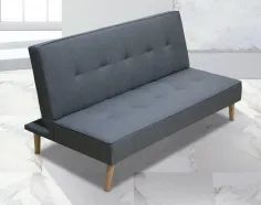 SOFA CAMA CLIC-CLAC PATAS MADERA UNAI GRIS - AZUL OSCURO