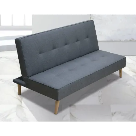 SOFA CAMA CLIC-CLAC PATAS MADERA UNAI GRIS - AZUL OSCURO