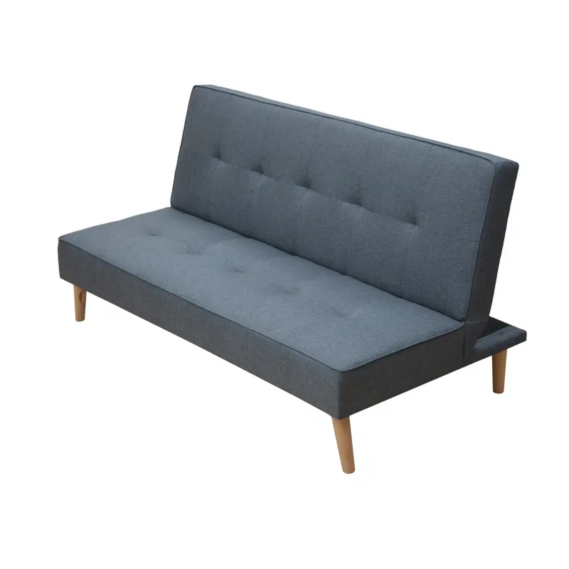 SOFA CAMA CLIC-CLAC PATAS MADERA UNAI GRIS - AZUL OSCURO
