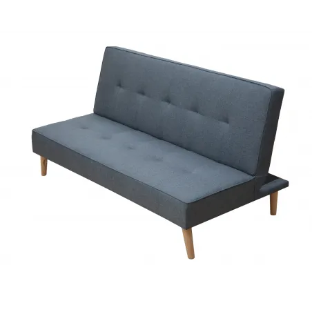 SOFA CAMA CLIC-CLAC PATAS MADERA UNAI GRIS - AZUL OSCURO