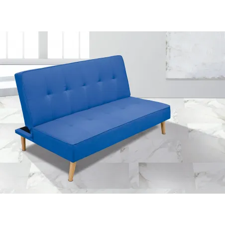 SOFA CAMA CLIC-CLAC PATAS MADERA UNAI GRIS - AZUL OSCURO